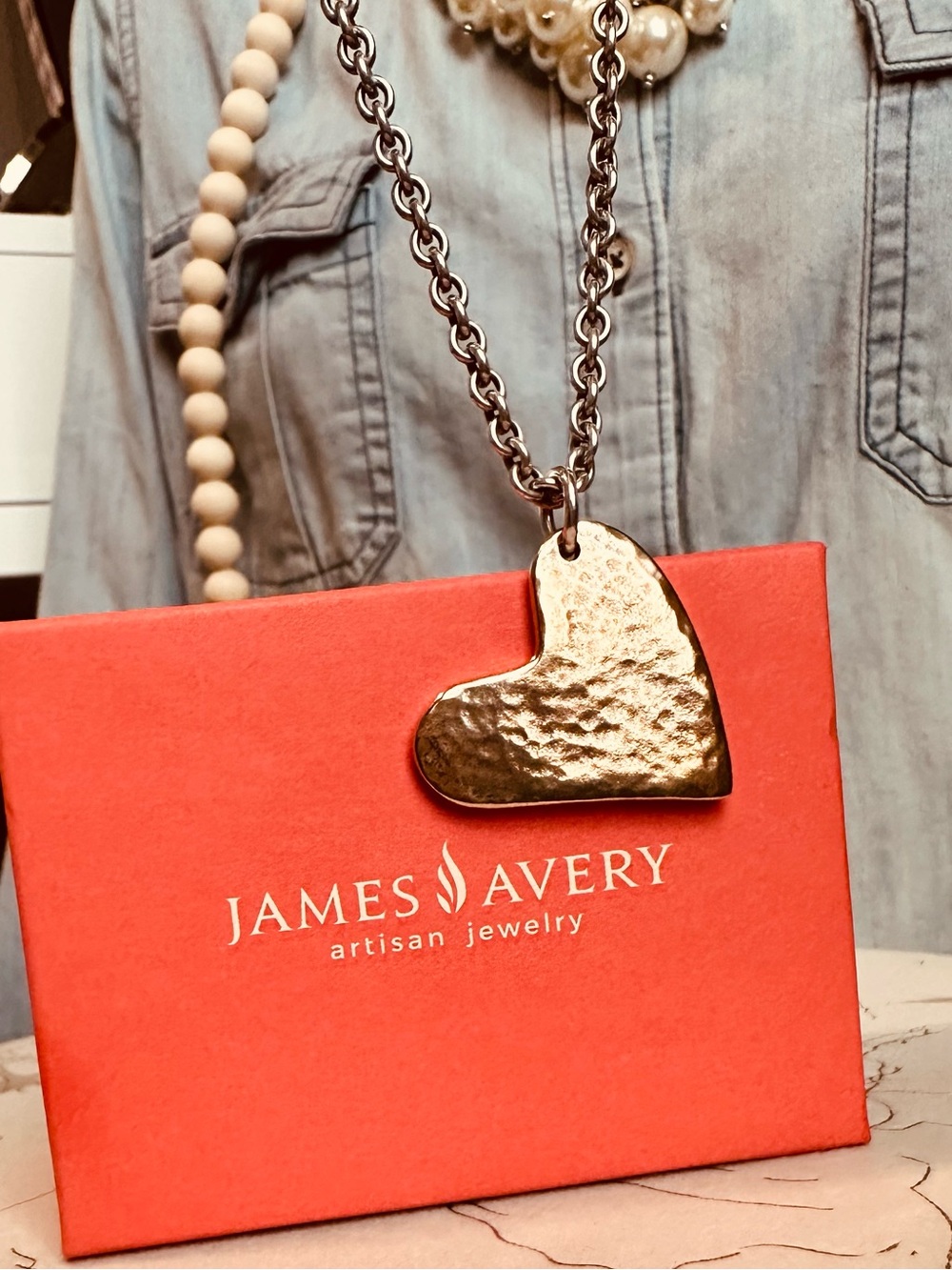 RETIRED James Avery bronze hammered fearless heart pendant
